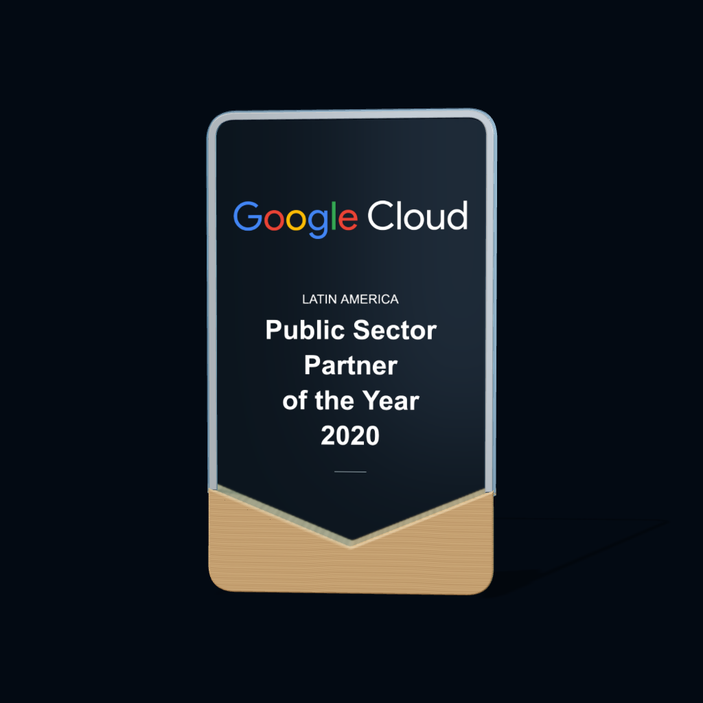 Representação 3D do reconhecimento Partner of the Year 2020 · Setor público · América Latina